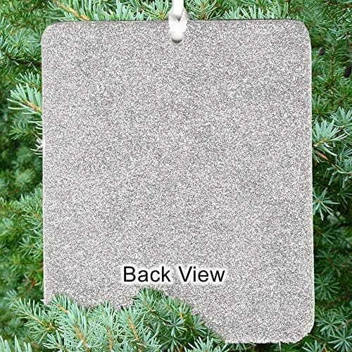 2021 Glitter Magnetic Glitter Christmas Photo Ornament com protetor de fotos sem brilho, vertical - prata