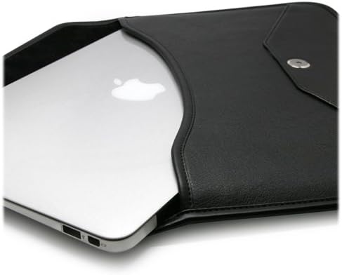 Caixa de ondas de caixa compatível com LG Gram 15 - Bolsa de mensageiro de couro de elite, design de envelope de capa de couro sintético para LG Gram 15 - Jet Black
