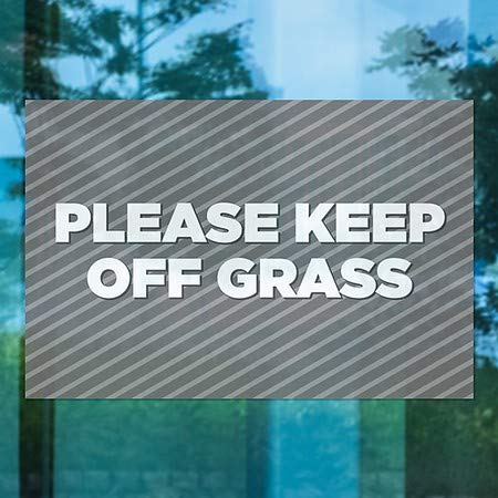 CGSignLab | Por favor, mantenha -se fora da grama -Stripes cinza Clear Janela Clear Afilação | 30 x20