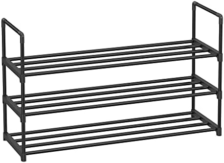 Rack de sapatos canções, organizador de 3 sapatos de 3 camadas, prateleira de armazenamento de sapatos de metal para 15 pares de sapatos, fácil de montar, entrada, Ulsa303b02