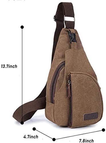 Q Qichuang Canvas Sling Bag Small Crossbody Backpack Hucking Daypack Rucksack para homens Mulheres viagens de ciclismo ao ar