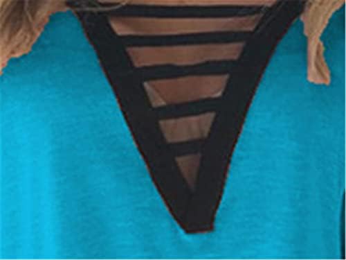 Andongnywell Women's Short Sleeve Tops de decote em V Camisetas Criss Tunic Tunic Tops Camiseta casual