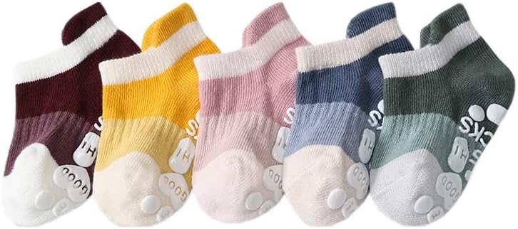 Inxily-não-esquilista meias de chinelo de bebê com garras, 6 pares para meninos e meninas, 0-36 meses