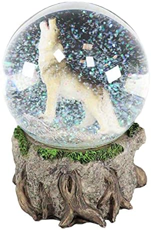 Espírito da lua tribal Ebros uivando lobo solitário glitter glitter globo estatueta colecionável 6,5 altos misteriosos animais