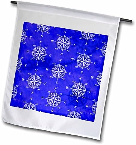 3drose White Compass Rose Pattern em um mapa náutico azul das teclas da Flórida. - Bandeiras