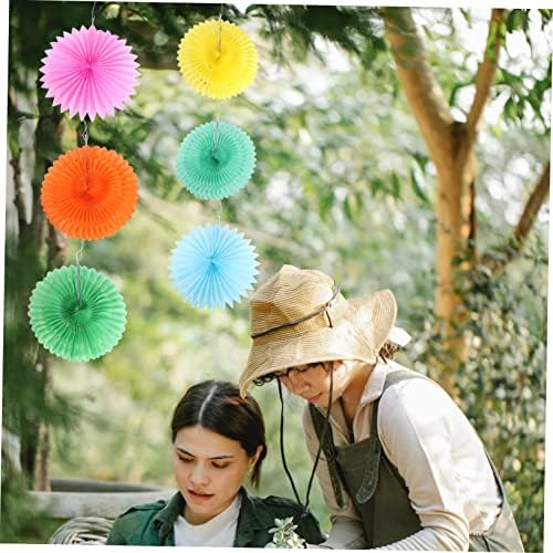 Yardwe 7pcs Papel oco Fã Fan Flower Garland decoração havaiana Decoração de casamento Pap papel de suspensão Decoração