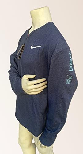 Treinamento masculino de Nike Dri-Fit 1/2-ZIP Crew Midnight Navy Yoga Team USA Top Olímpico