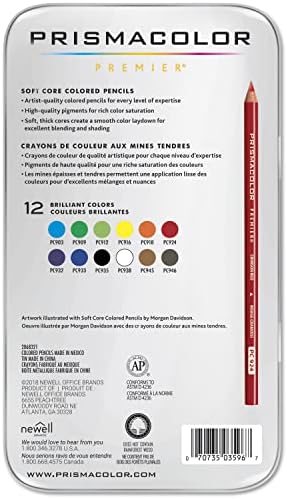 Lápis de cor Prismacolor Premier, núcleo macio, 12 pacote