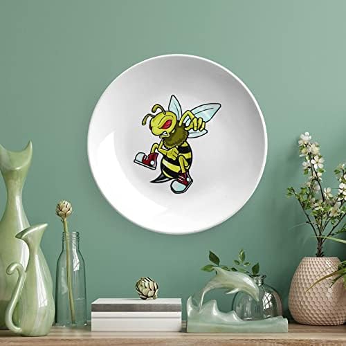 Placa de decoração de china de design vintage de abelha com raiva com placa decorativa de stand redonding home oscilante