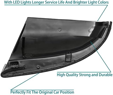 HQPASFY LED Mirror Turn Signal Frente frontal Substituição do lado esquerdo para Dodge 2009-2014 RAM 1500 2010-2014 RAM 2500