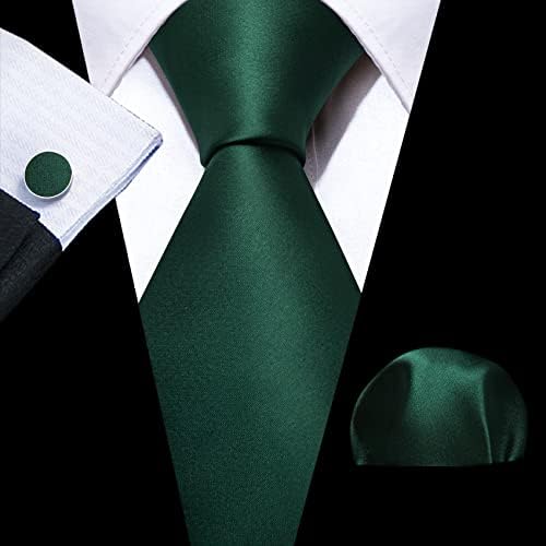 Barry.wang Men Solid Tie Conjunto de seda lenço de gravata lenço de galhethlinks Casamento formal