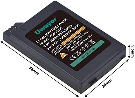 Uwayor PSP-S110 Bateria recarregável compatível com Sony PSP 2000 PSP 3000 PSP-S110 Console, 1200mAh 3.6V