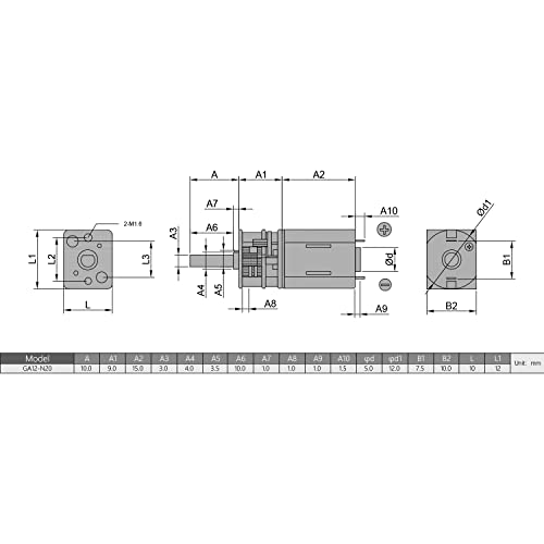 FILECT MINI ENGRENAGEM MOTOR DC 3V 50RPM MOTOR DE MICRO ENGRENAGEM, MOTOR DE REDUÇÃO DE VELOCIDADE GA12-N20 Para carro RC, modelo de