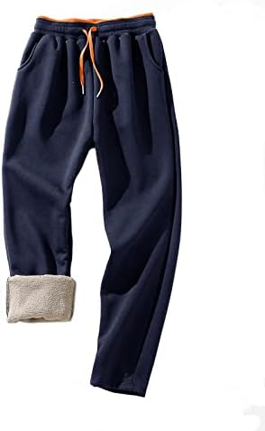 Hesayep Men's Fleece Sweetpants Sherpa alinhado calças de moletom de inverno Lounge calças atléticas com bolsos