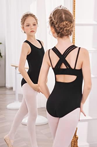 Arshiner Gymnastic Ballet Leotards Dance Crisscross tiras sem mangas Tank One Piece roupas