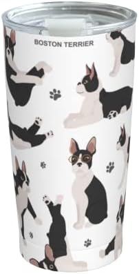 Jekgley Boston Terrier Dog Isolado Tumbler com tampa, presente de aniversário de dia das mães para homens para homens amantes de