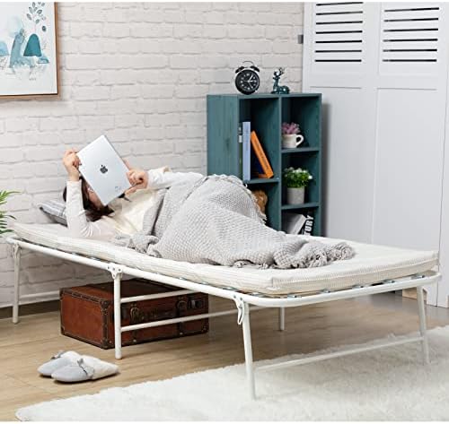 Cama dobrável de hollyhome com colchão grosso, cama de hóspedes dobráveis ​​portáteis para adultos, moldura de cama
