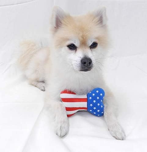 Brinquedos grossos em forma de osso de pelúcia para brinquedos para cães para cães pequenos com bordado American Flag Puppy