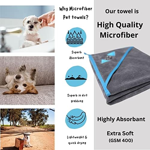 PENNY & NIKO Multi Fins de Microfiber Pet Tooth - Toalha de secagem/manto com capuz para cães e gatos
