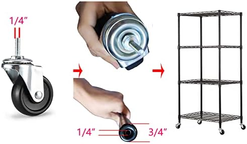 Cheques de prateleiras de arame NW, 2 diâmetro, conjunto de 4, rodas de rolo de gole