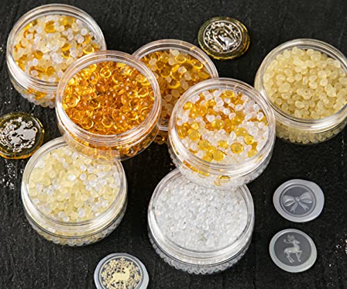 Sxlxyof Gold Gold Transparent Sealing Wax Beads, Golden Clear Sealing Amber, Kit de vedação de vedação mista amarela branca