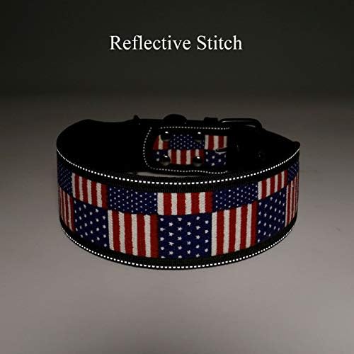 MOGOKO Reflexivo American Flag Dog Collar, colar de estimação acolchoado ajustável para cães pequenos médios grandes