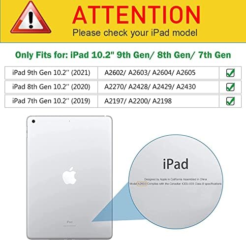 Caso para iPad 10.2 9/8th/7th Generation iPad Case com porta-lápis, capa de capa inteligente com vários ângulos de ângulo para Apple