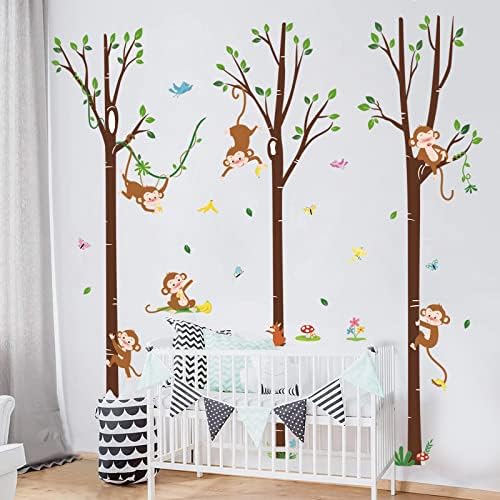 Macacos decálmicos em grandes adesivos de parede de árvores Decalques de parede Decalques de parede de crianças quarto bebê berçário