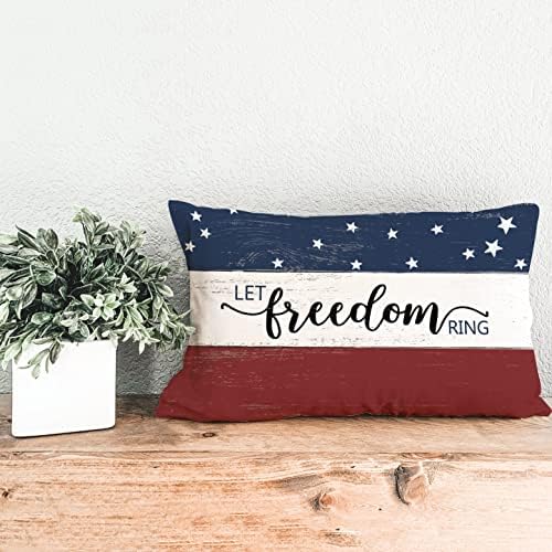 Gtext pacote de 2 Let Freedom Ring Cushion Caps 12 x 20 Independece Day Throw Pillow Capas do Memorial Day Ambos impressos