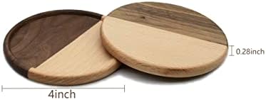 Coasters para bebidas, montanhas -russas de madeira de 4 polegadas de 4 polegadas Conjunto de 2, combinação de faia de