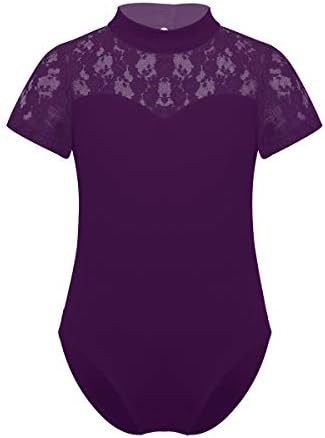 AGOKY Girls Floral Lace Ballet Dança de Tartaruga de Tartaruga Retro Retro Ginástica Legra