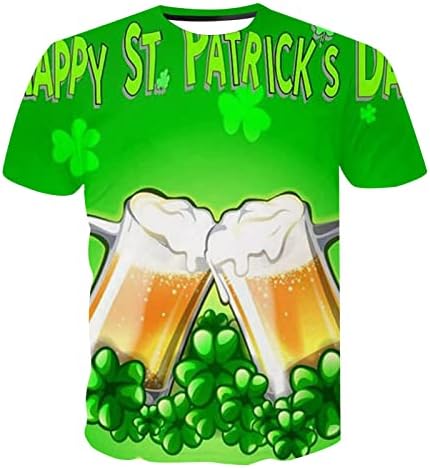 Wocachi St. Patrick's Day's Men's T-shirt Setent Setent Sleeve Green Graphic Tee Tops Funny Gnomos Imprimir Muscle Fit Tshirt