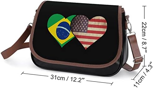 Bandeira brasileira e bandeira americana bolsa de couro crossbody small bolsa moda moda de pacote de pacote de viagem