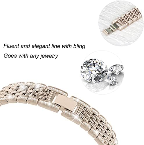 Bandas de metal mtozon compatíveis com Fitbit Sense 2/Sense/Versa 4/Versa 3, pulseira de shinestone de substituição para mulheres,