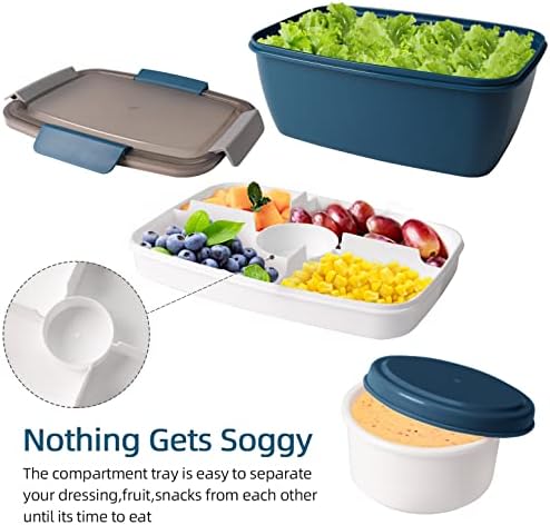 Recipientes de salada de almoço de caixa bento com compartimentos, recipientes para lancheiras bento para crianças/salada de adultos