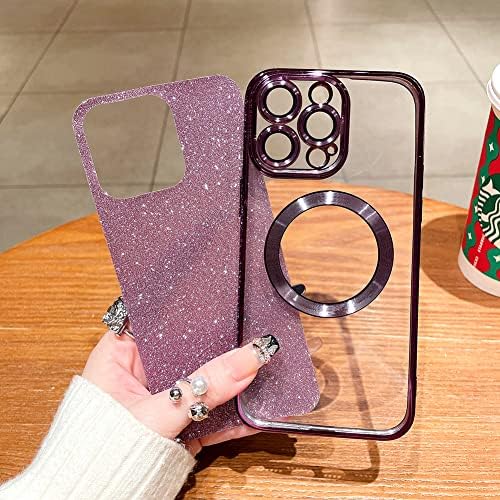 Ook Compatível com o iPhone 13 Pro Max Magnetic Glitter Case, [Compatível com Magsafe] Luxo Chete Bling Bling Skyly