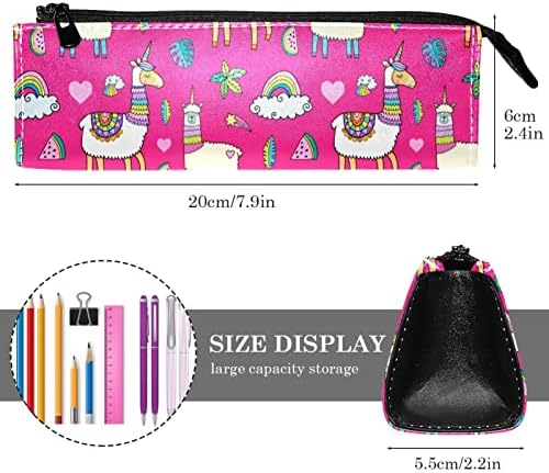 Saco de maquiagem pequeno, organizador cosmético da bolsa com zíper para mulheres e meninas, unicórnio de melancia rosa arco -íris