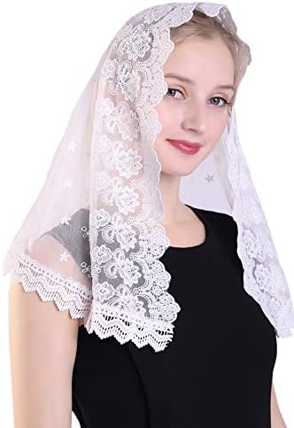 Chapel Veil bordado Lace Mantilla Veil Cabeça de cobertura de véus para a igreja