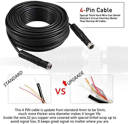 Câmera de backup cabo 4pin Vídeo Power Aviation Extension Fio para veículo Carrocre de carro Van Van Truck Motorhome Trailer