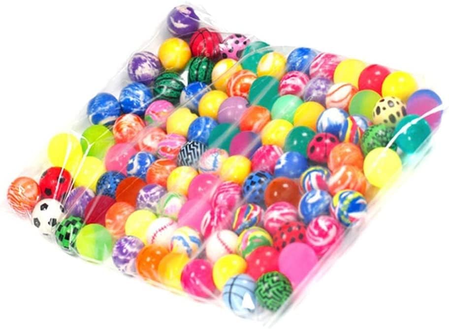 Kiseer 100 peças variadas bolas saltitinhas coloridas a granel padrão misto bolas de salto alto para crianças favores de festas,
