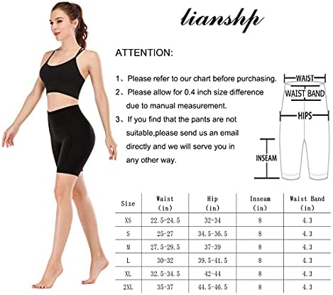 Lianshp High Caist Yoga Shorts para Mulheres Tomme Tummy Controle Athletic Workout Short com bolsos 8