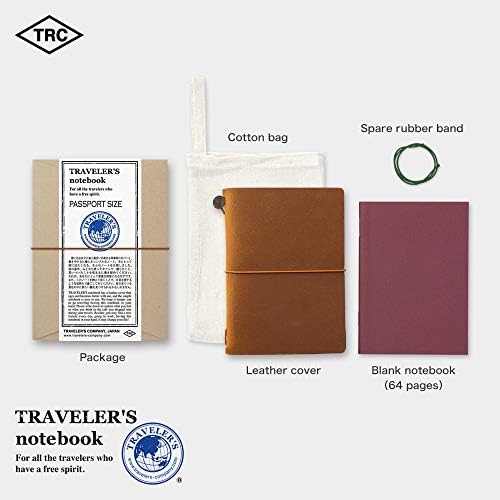 ミドリ Notebook do viajante, tamanho do passaporte, camelo 15194006