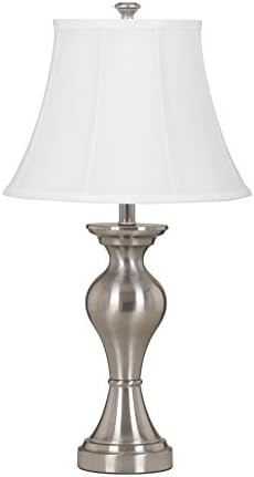 Design de assinatura de Ashley Rishona Metal Table Lamp, 2 contagem, 29 , acabamento prateado escovado