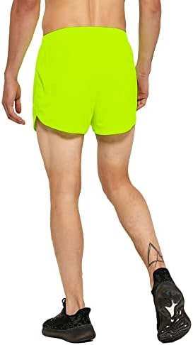 Demozu Men's 3 polegadas neon shorts de ginástica rápida seco de academia de maratona de ginástica com revestimento