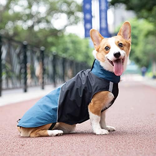 Capa de cão de cachorro rozkitch capa de chuva à prova d'água com abertura de arnês e faixa refletiva para cães grandes