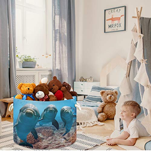 VISESUNNY Cesta de armazenamento fofo Dolphin Animal Bursery Tester Roupas de brinquedos Organizador de armazenamento