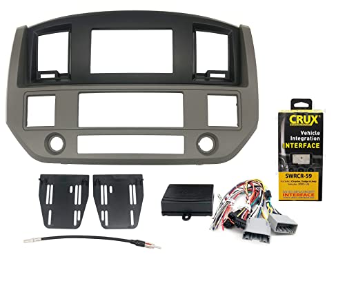 KHAKI e Black Aftermarket Double Din Sceleo Radio Dash Kit Instalar moldura +arnês de fiação/adaptador de antena compatível