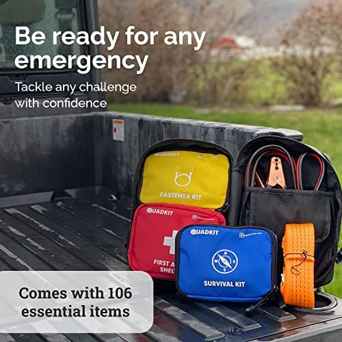 Kit de emergência ATV, 106 itens essenciais incluem kit de primeiros socorros, automóveis, fixadores e suprimentos de sobrevivência