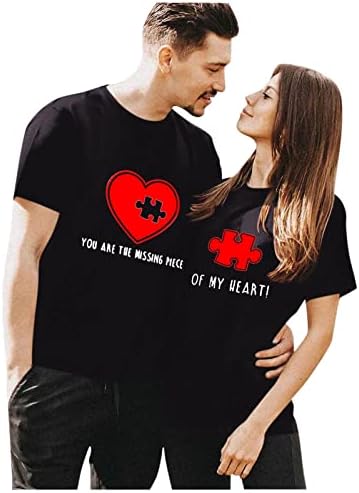 Roupas de combinação de shusuen para casais presentes para ele e seu coração impressão casal camisetas camisetas