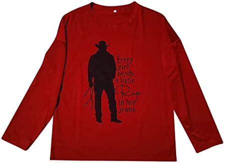 Moletom Women Western Cowboy, meninas adolescentes letra de blusa tampos de letra de manga longa Raglan Crewneck Tops